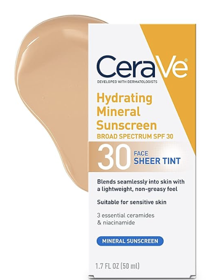 CeraVe Hydrating Sheer Tint Face Sunscreen - SPF 30