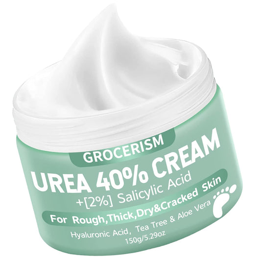 Maximum Strength Urea Cream with Salicylic Acid - 5.29 Oz | Deep Moisturizing Foot and Hand Cream with Hyaluronic Acid, Tea Tree, and Aloe Vera | Effective Callus Remover