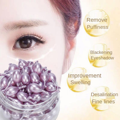 Hydrating Eye Serum - Hexapeptide Capsule Formula for Dark Circles, Wrinkles, and Puffiness - Moisturizing and Anti-Aging - Available in 50/60/100Pcs