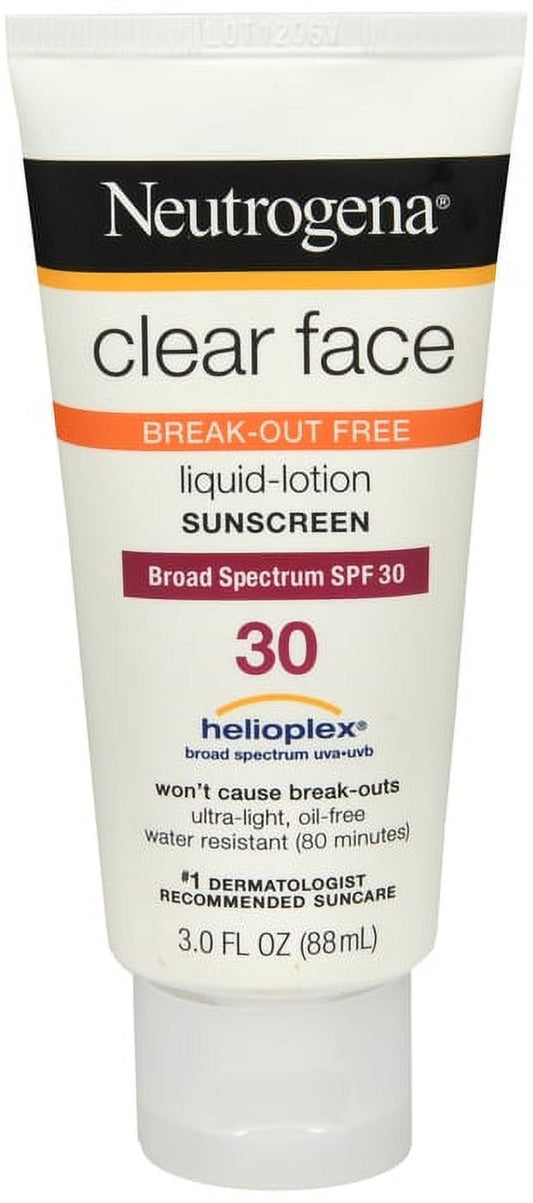 Neutrogena Broad Spectrum Clear Face Liquid Lotion Sunscreen for Acne-Prone Skin - SPF 30