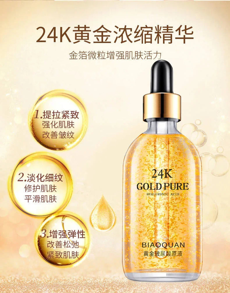 Professional title: 24K Gold Hyaluronic Acid Nicotinamide Face Serum - Anti-Aging, Facial Lifting, Collagen Boosting, Whitening Serum - 100ml