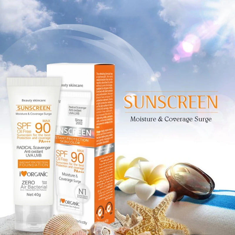 Professional Title: Oil-Free Facial Sunscreen Cream with SPF 50/90 - Summer Sun Protection and Skin Care