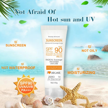 Professional Title: Oil-Free Facial Sunscreen Cream with SPF 50/90 - Summer Sun Protection and Skin Care