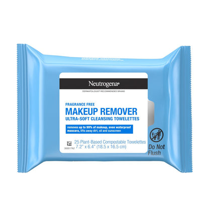 Fragrance-Free Makeup Remover Wipes and Face Cleansing Towelettes - 25 Count