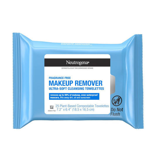 Fragrance-Free Makeup Remover Wipes and Face Cleansing Towelettes - 25 Count