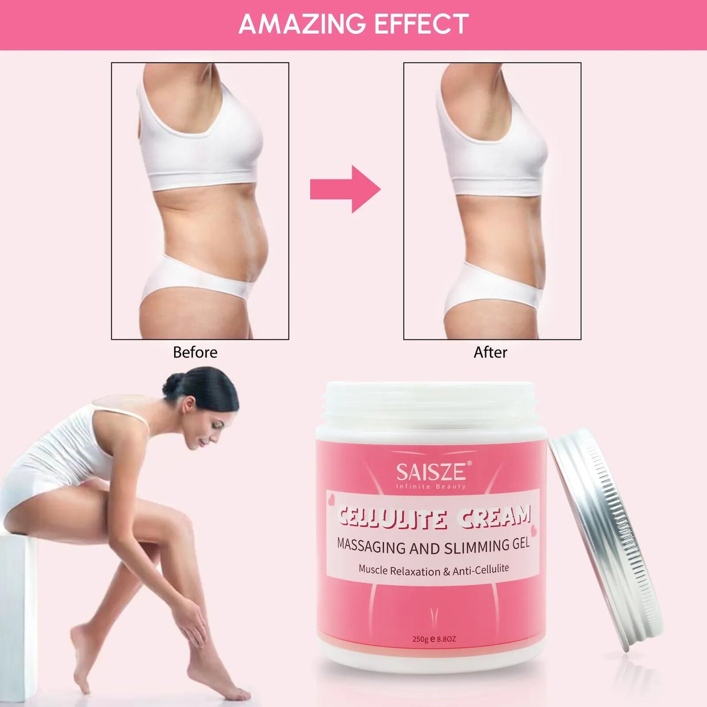 Effective 250G Fat Burning Cream: Advanced Anti-Cellulite Formula for Full Body Slimming, Weight Loss, and Hot Massage Leg Body Massaging