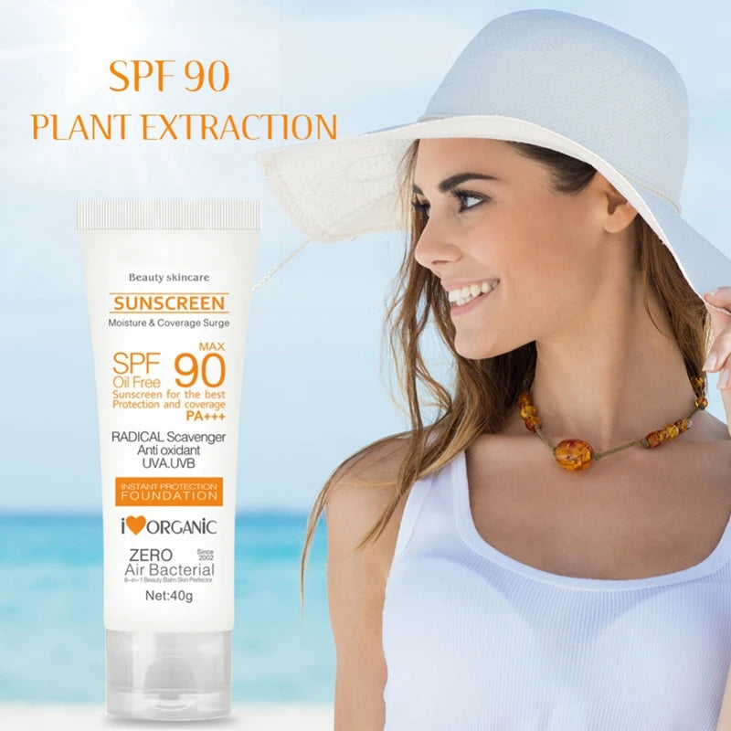 Professional Title: Oil-Free Facial Sunscreen Cream with SPF 50/90 - Summer Sun Protection and Skin Care