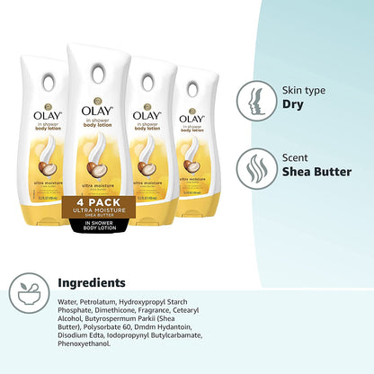 Olay Ultra Moisture In-Shower Body Lotion - Pack of 4