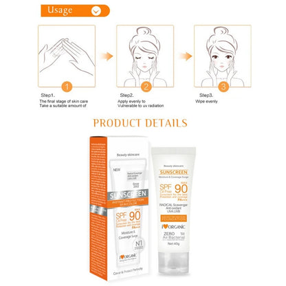 Professional Title: Oil-Free Facial Sunscreen Cream with SPF 50/90 - Summer Sun Protection and Skin Care