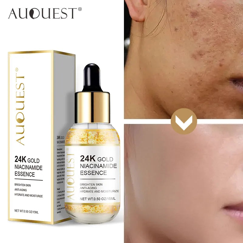 Professional rewritten title: Advanced Niacinamide Serum with Hyaluronic Acid for Brightening, Dark Spot Correction, and Moisturization - Enriched with 24K Gold for Effective Facial Skin Care