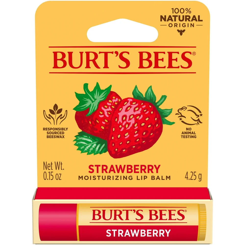 Premium Strawberry Lip Balm, 1 Count, Enriched with 100% Natural Moisturizing Ingredients