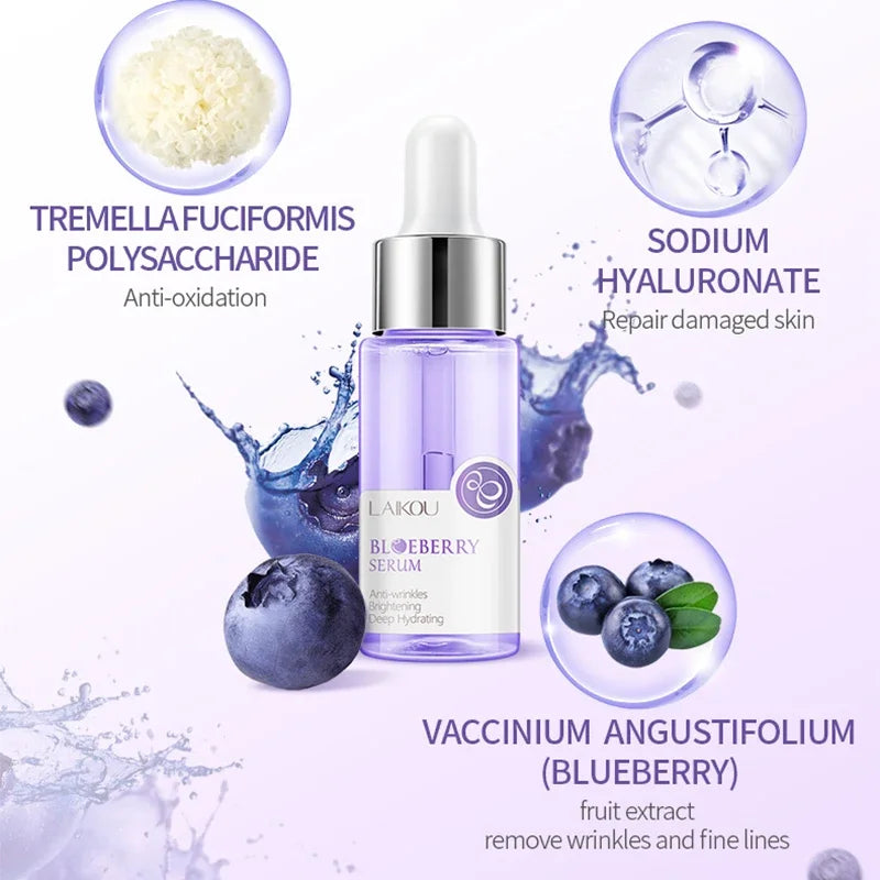 Blueberry Brightening Facial Essence Serum - Anti-Wrinkle, Pore-Shrinking, Anti-Aging Moisturizer for Dry Skin - 17ml