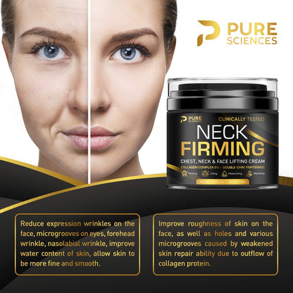 Advanced Neck Firming Cream - Anti-Wrinkle Formula - Manufactured in the USA - Effective Saggy Neck Tightener & Double Chin Reducer - Infused with Collagen & Retinol for Skin Tightening - Premium Anti-Aging Moisturizer for Neck & Décolleté