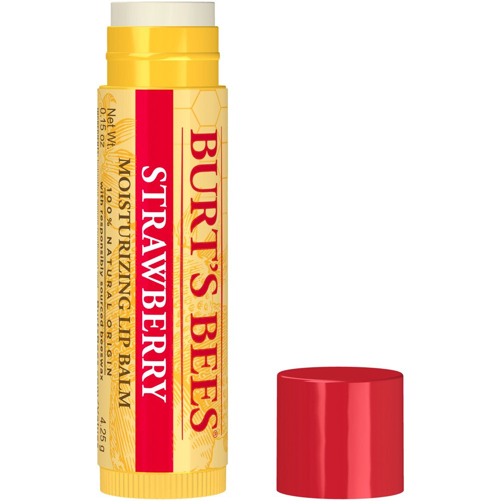 Premium Strawberry Lip Balm, 1 Count, Enriched with 100% Natural Moisturizing Ingredients