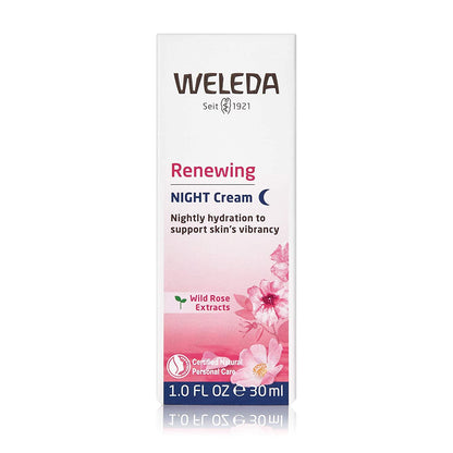 Plant-Rich Renewing Night Face Cream, 1 Fluid Ounce, Enriched with Wild Rose, Peach Kernel, and Sweet Almond Oils: A Nourishing Moisturizer