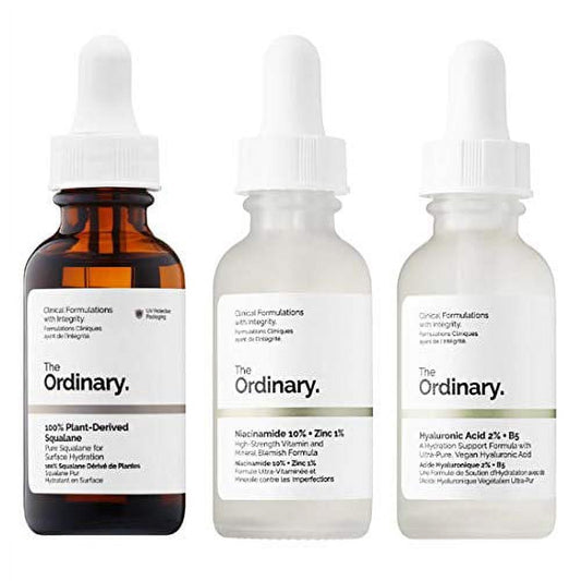 Professional Product Title: Advanced Face Serum Set: Plant-Derived Squalane for Optimal Hydration, Niacinamide 10% + Zinc 1% for Skin Blemish Reduction, and Hyaluronic Acid 2% + B5 for Enhanced Hydration
